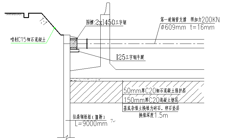 钢板桩支撑系统布置图